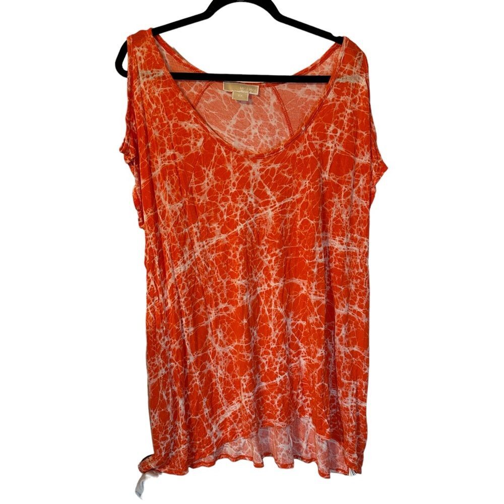 Michael Kors Top Orange Tie Dye Short Sleeve Sz 2X - Picture 3 of 5